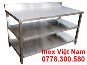 Bàn inox 3 tầng có gáy BAI-12