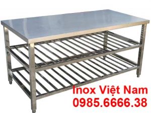 Bàn inox 3 tầng có kệ dưới BAI-10