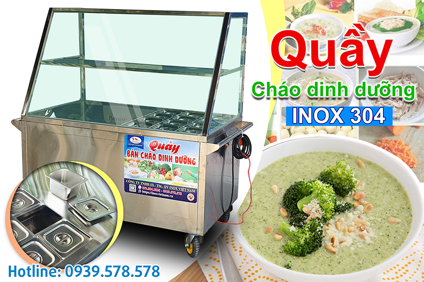 Quầy bán cháo dinh dưỡng Inox Việt Nam