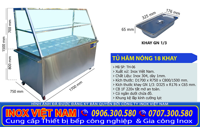 thong-so-kich-thuoc-quay-ham-nong-thuc-an-cong-nghiep-18-khay-inox-viet-nam-1