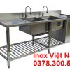 Chậu rửa công nghiệp 2 hộc có kệ dưới có hộc tủ