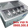 Thùng chứa đá inox có khay topping âm bàn TD-TP18