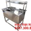 Thùng đá inox có khay topping kệ trên