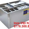 Tủ đá inox âm bàn có khay topping TD-TP03