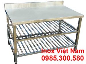 Bán inox 3 tầng có kệ dưới thanh song