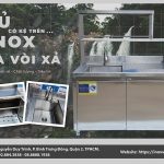 Tủ inox có kệ trên và vòi xả