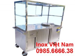 Xe đẩy bán hủ tiếu phở tích hợp nồi nấu nước lèo bằng điện 60 lít