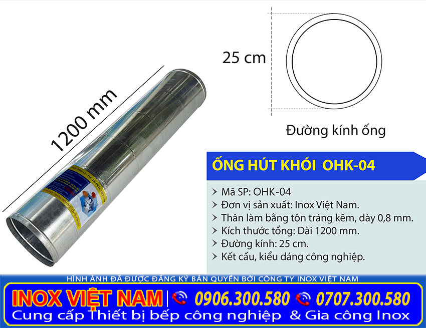 Tỷ lệ kích thước đường ống dẫn khói OHK-04
